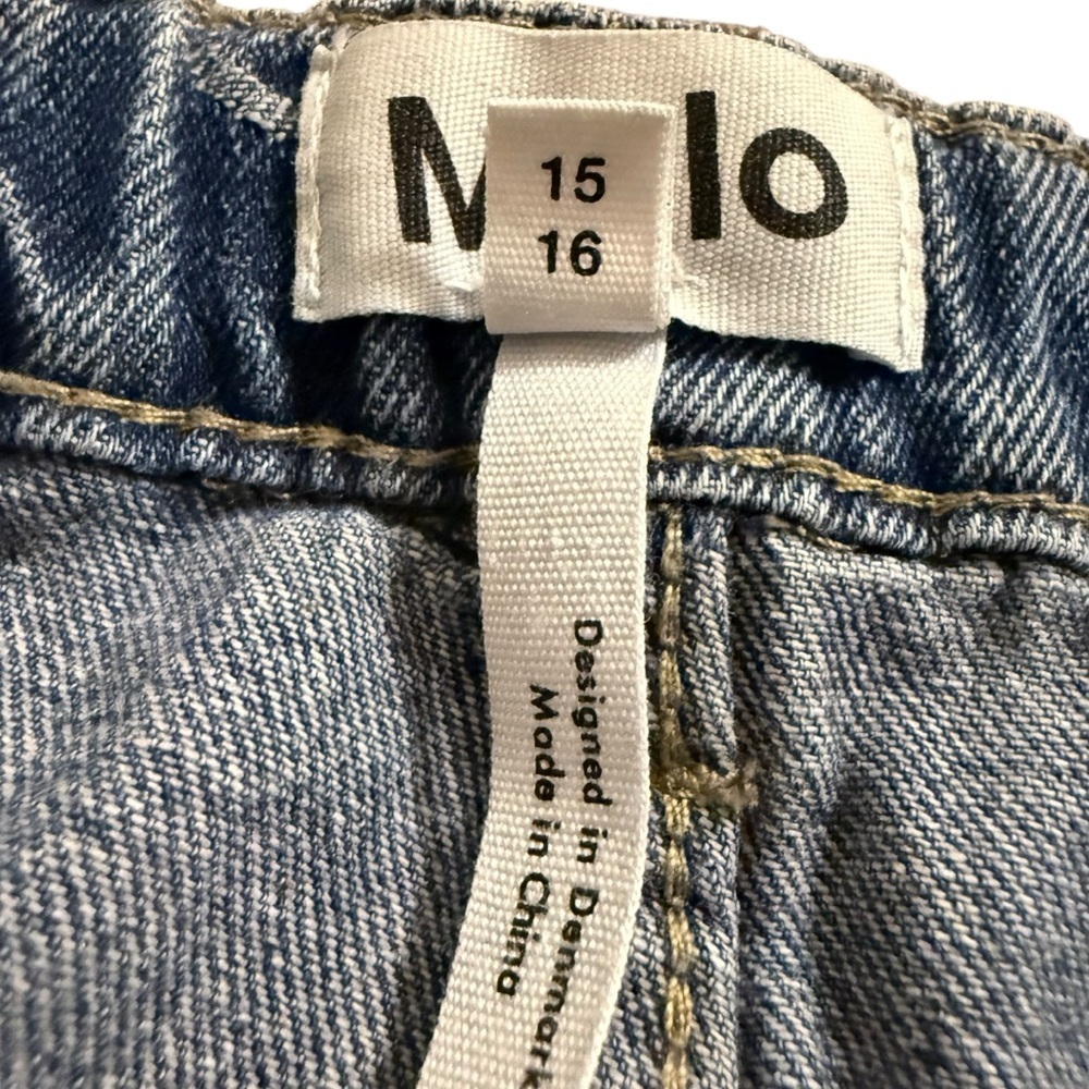 Molo Bera Blue Happiness Denim Mini Skirt Girls Size 16 Smiley Face Button Front - Picture 10 of 10